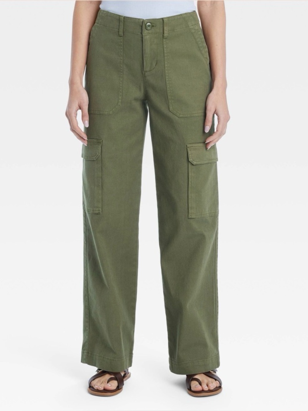 Universal Threads Mid-Rise Utility Military Cargo Pants Olive Green 14